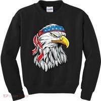 4th Of July Patriotic Eagle American Flag Kids Sweatshirt thumb 0