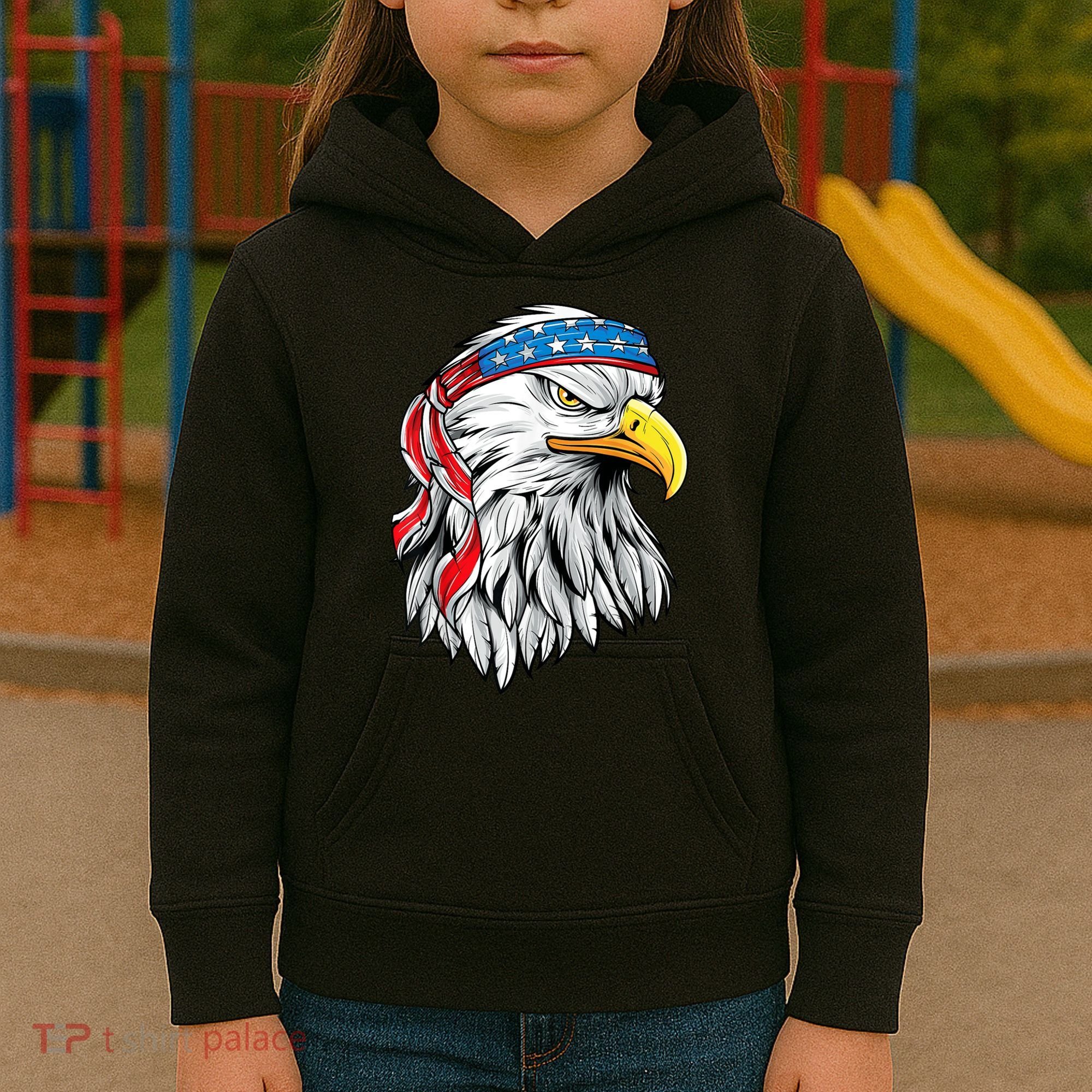 4th Of July Patriotic Eagle American Flag Kids Hoodie