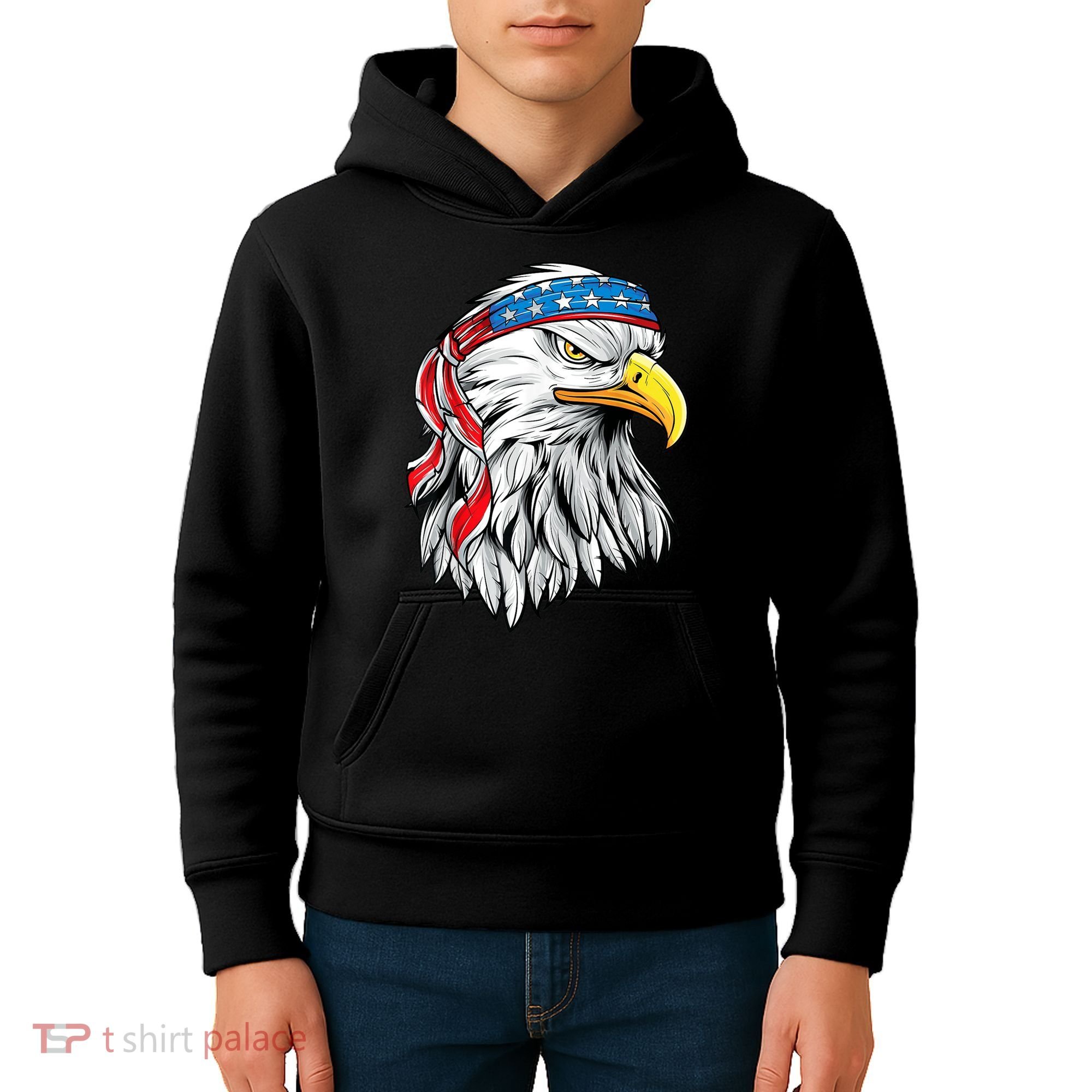 4th Of July Patriotic Eagle American Flag Kids Hoodie
