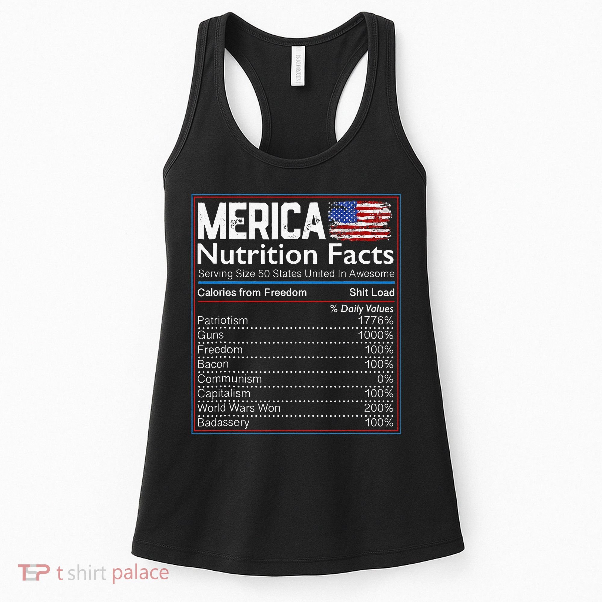 4th of July Proud American Merica Nutrition Facts Women's Tank Top