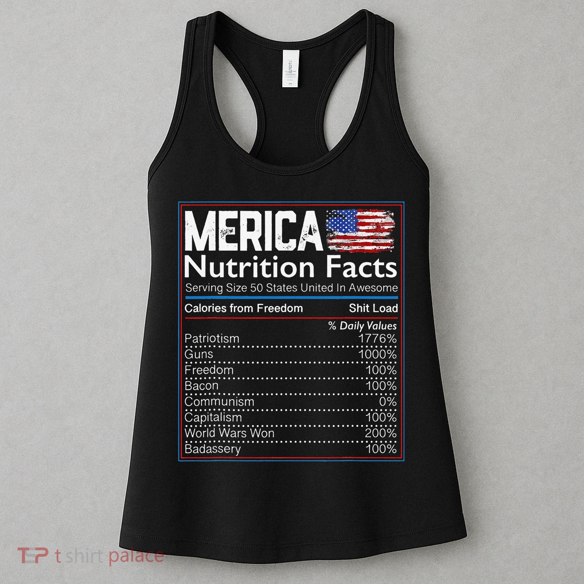 4th of July Proud American Merica Nutrition Facts Women's Tank Top