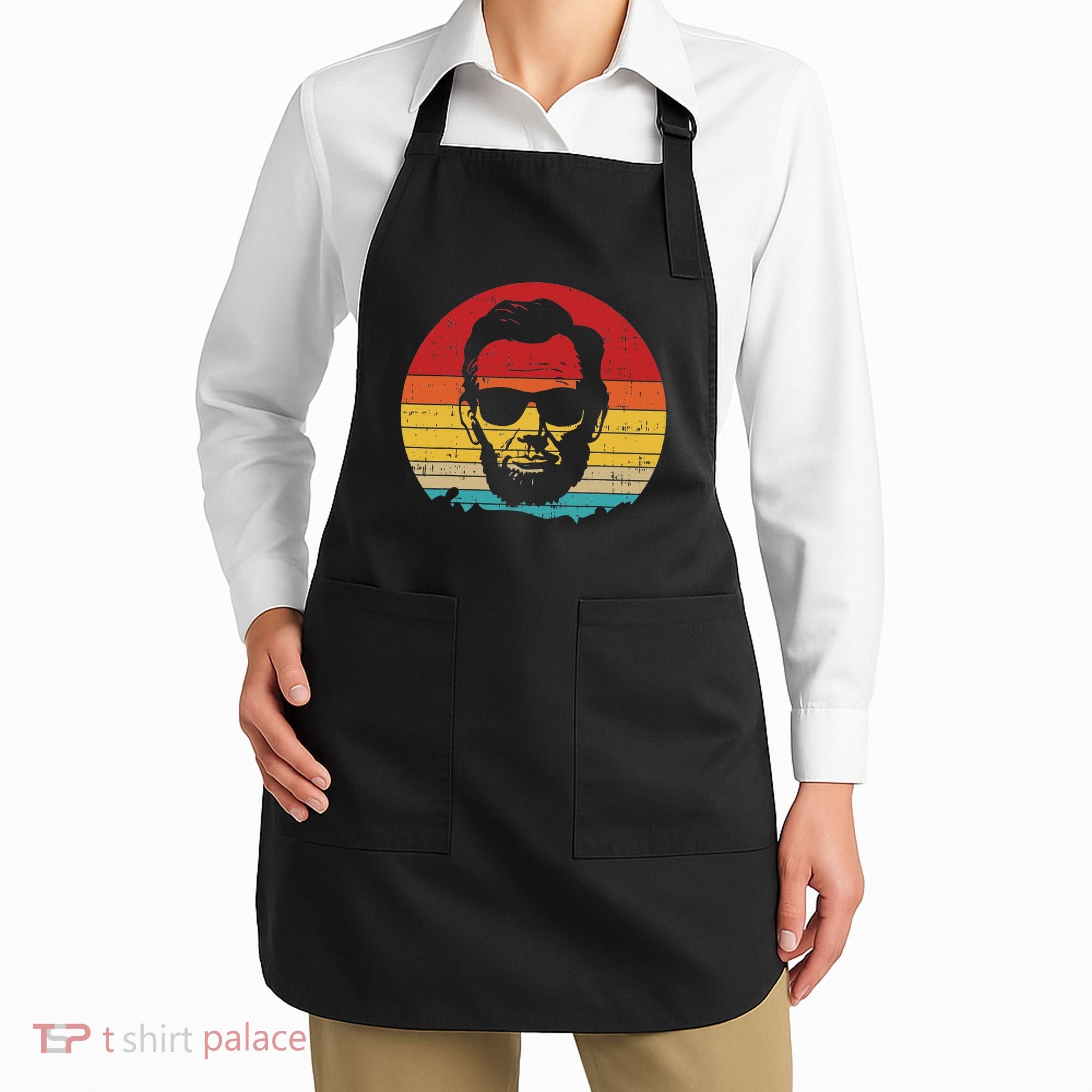 4th of July  Abe Abraham Lincoln Retro Sunset Apron