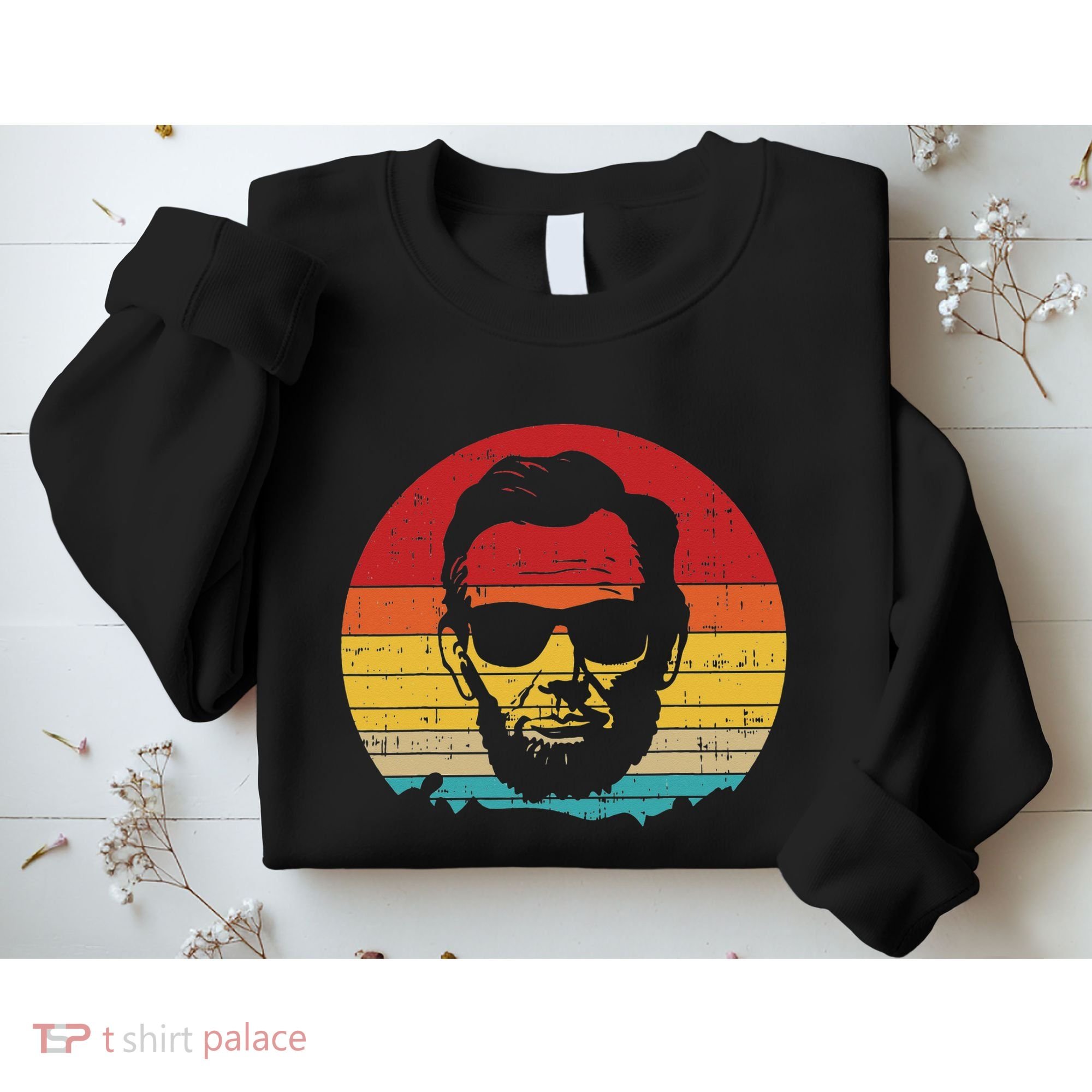 4th of July  Abe Abraham Lincoln Retro Sunset Sweatshirt