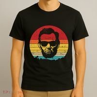 4th of July  Abe Abraham Lincoln Retro Sunset T-Shirt thumb 3