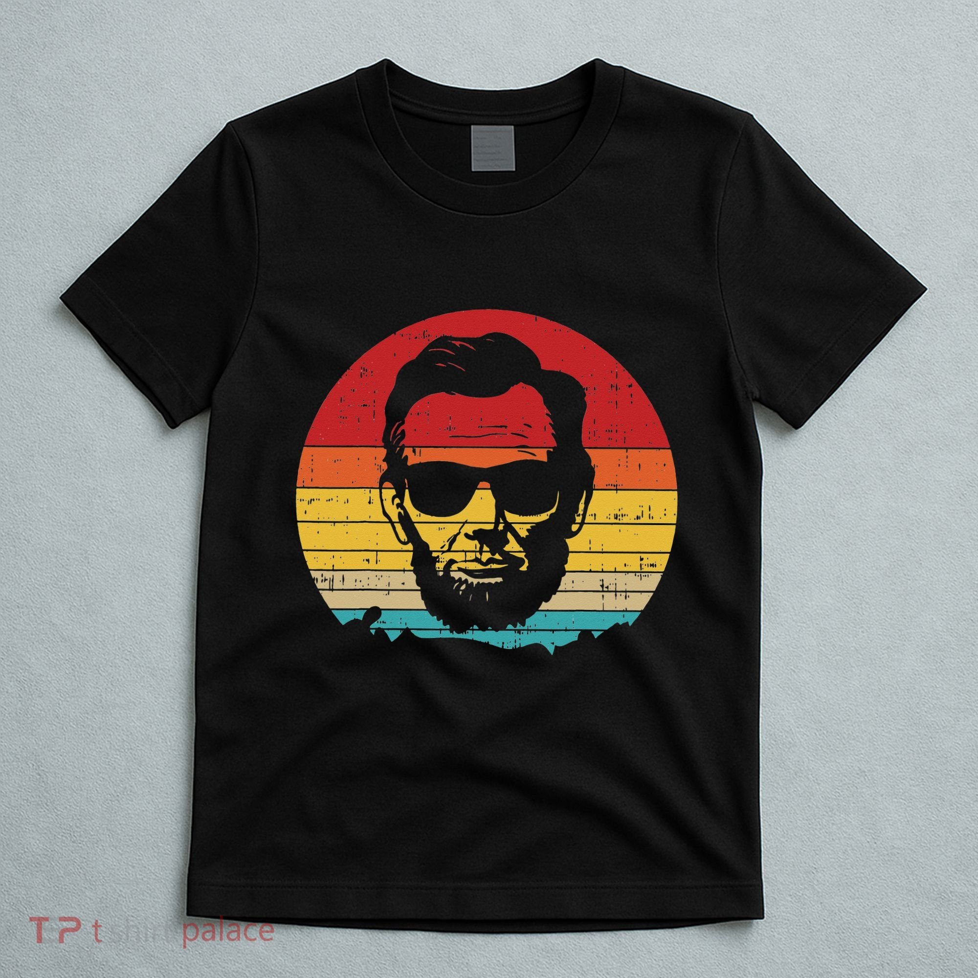 4th of July  Abe Abraham Lincoln Retro Sunset T-Shirt