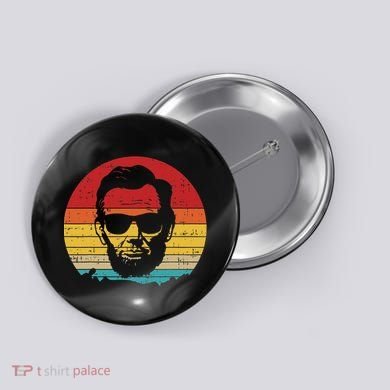 4th of July  Abe Abraham Lincoln Retro Sunset Button