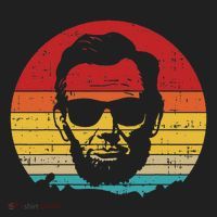 4th of July  Abe Abraham Lincoln Retro Sunset Beanie thumb 2