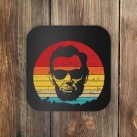 4th of July  Abe Abraham Lincoln Retro Sunset Coaster thumb 0