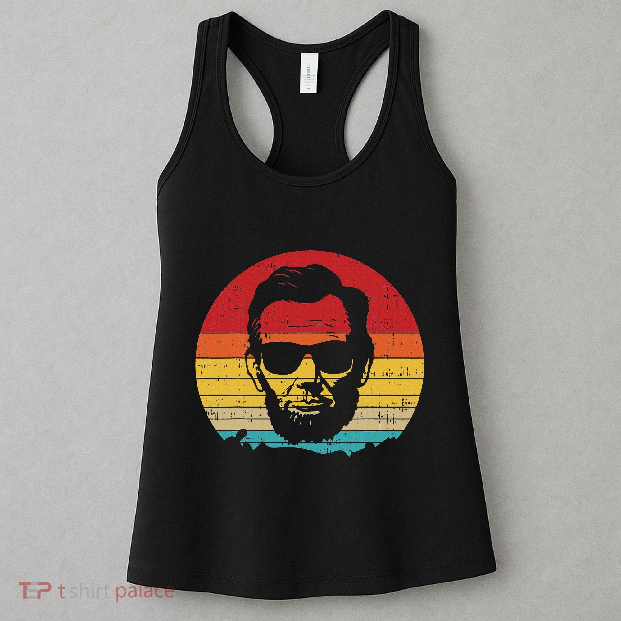 4th of July  Abe Abraham Lincoln Retro Sunset Women's Tank Top
