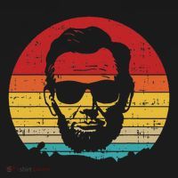 4th of July  Abe Abraham Lincoln Retro Sunset Baby Bodysuit thumb 2