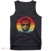 4th of July  Abe Abraham Lincoln Retro Sunset Tank Top thumb 0