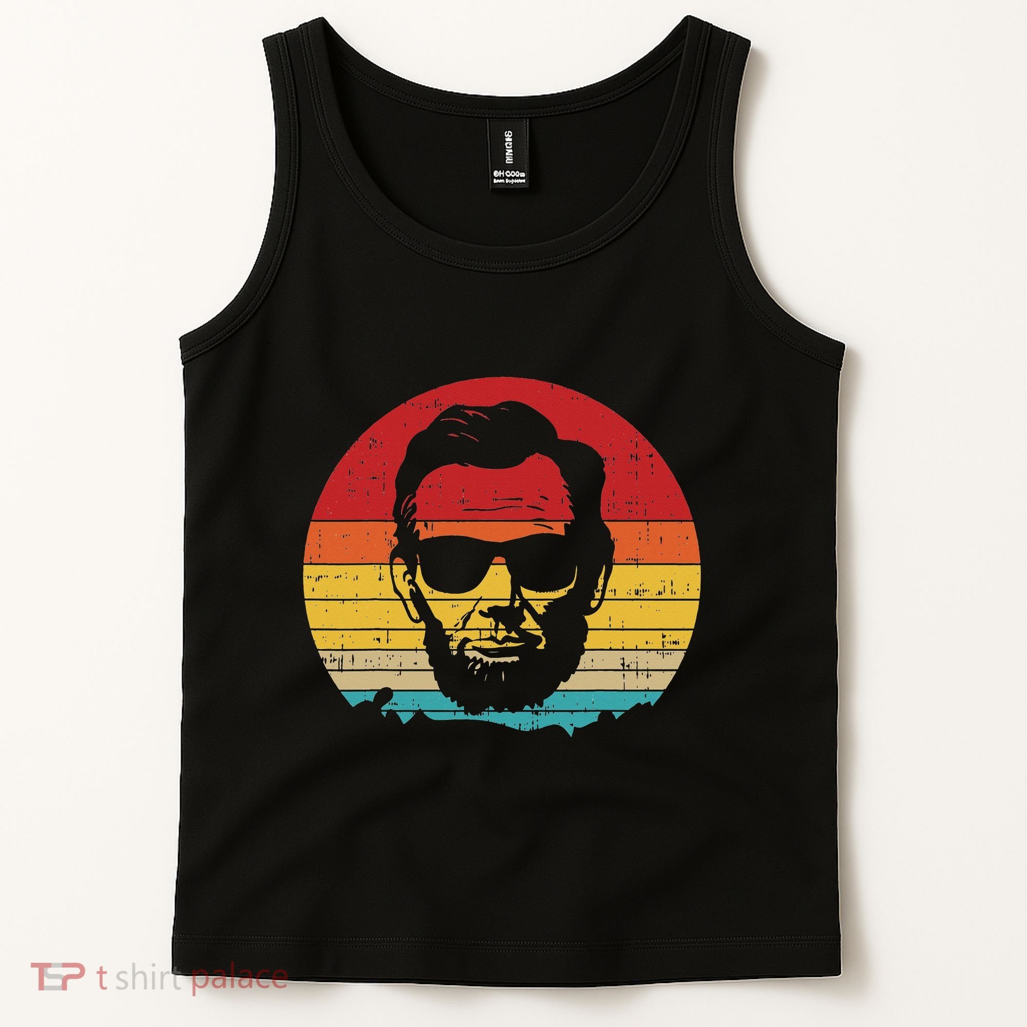 4th of July  Abe Abraham Lincoln Retro Sunset Tank Top