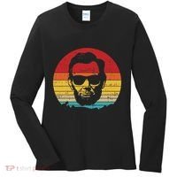 4th of July  Abe Abraham Lincoln Retro Sunset Women's Long Sleeve Shirt thumb 0