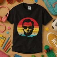 4th of July  Abe Abraham Lincoln Retro Sunset Kids T-Shirt thumb 3