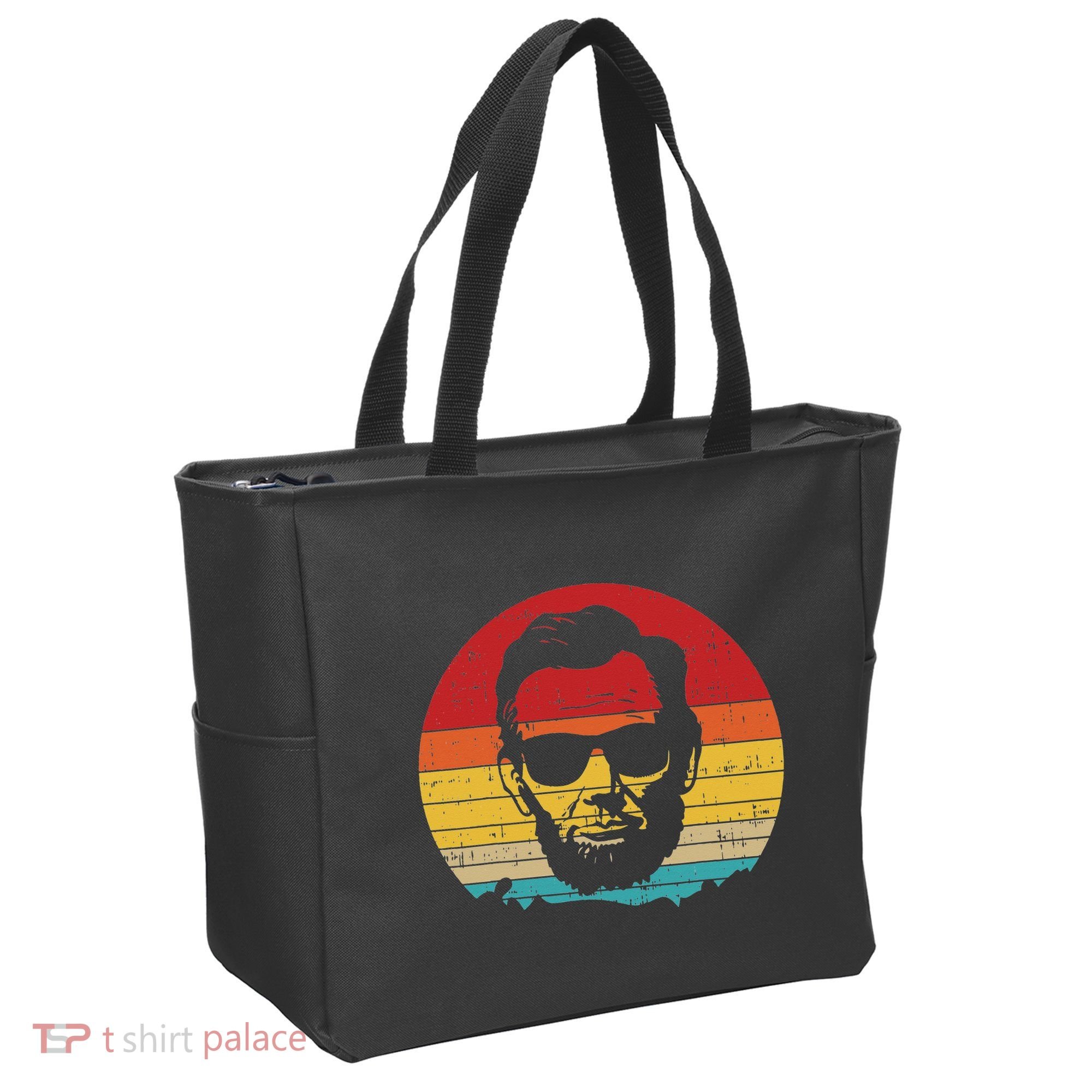 4th of July  Abe Abraham Lincoln Retro Sunset Tote Bag