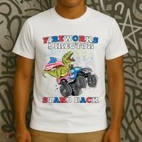 4th of July Fireworks Director T Rex Monster Truck T-Shirt thumb 3
