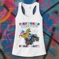 4th of July Fireworks Director T Rex Monster Truck Women's Tank Top thumb 3