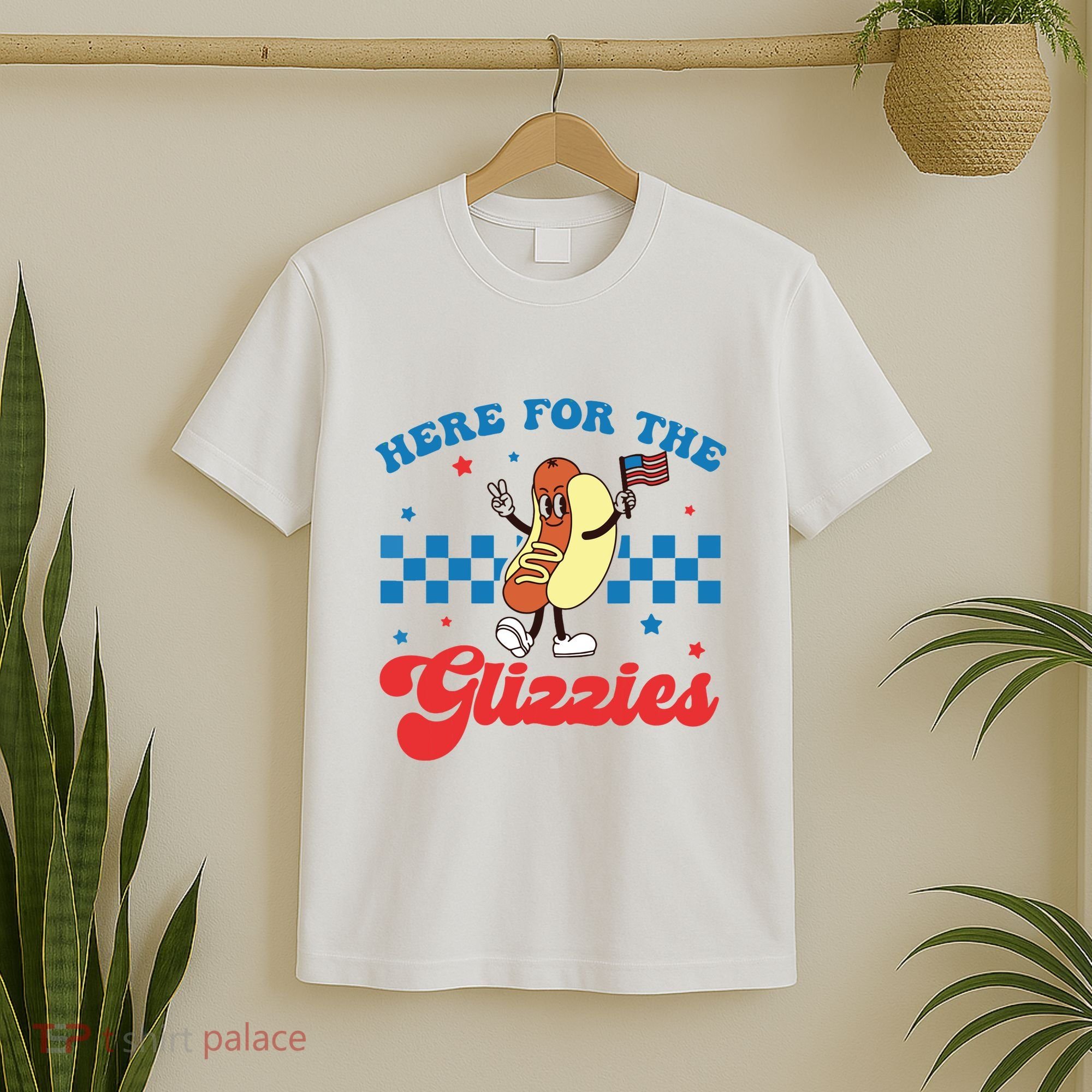 4th Of July Here For The Glizzies Funny Hot Dog Humor T-Shirt