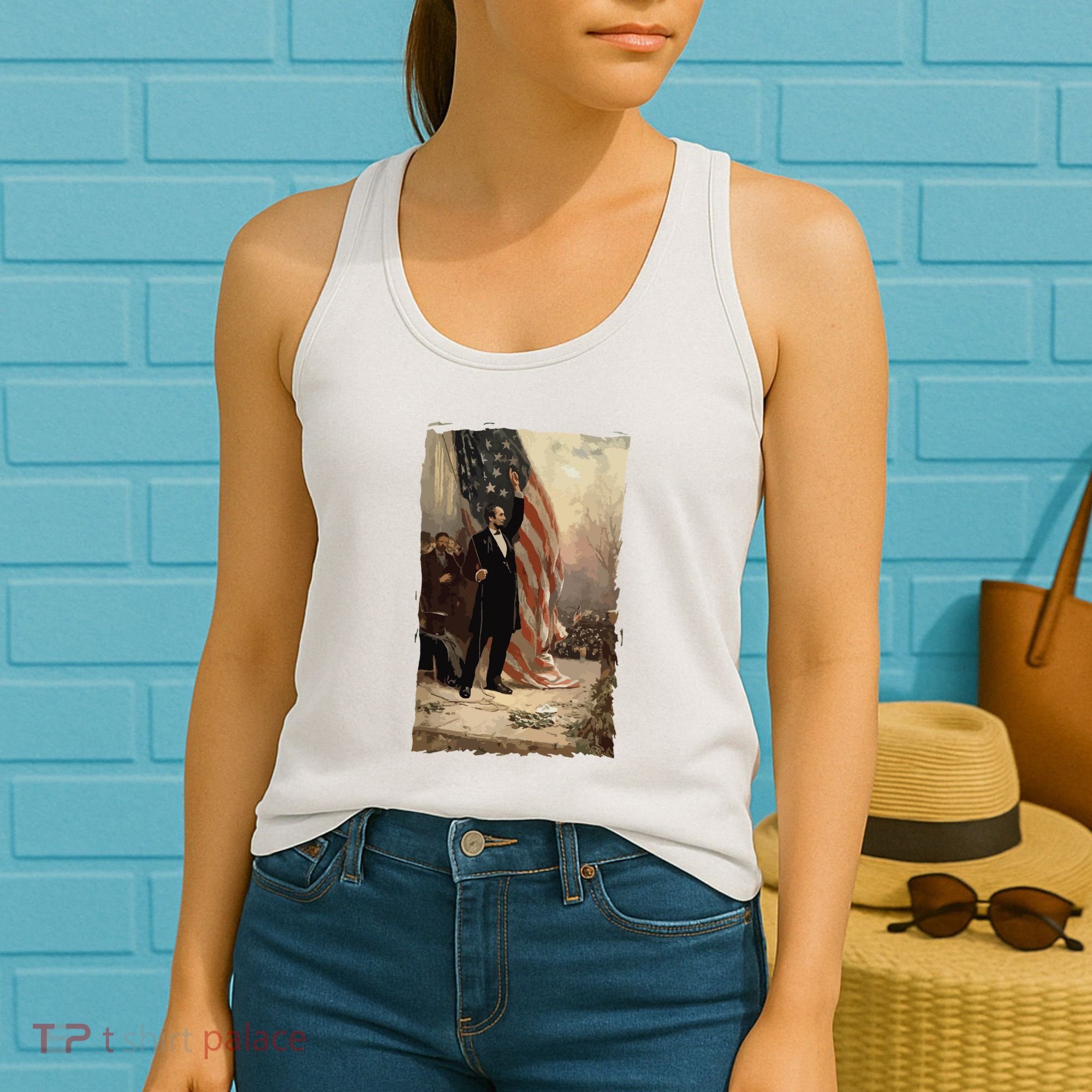 4th Of July Independence Day American Flag Abraham Lincoln Women's Tank Top