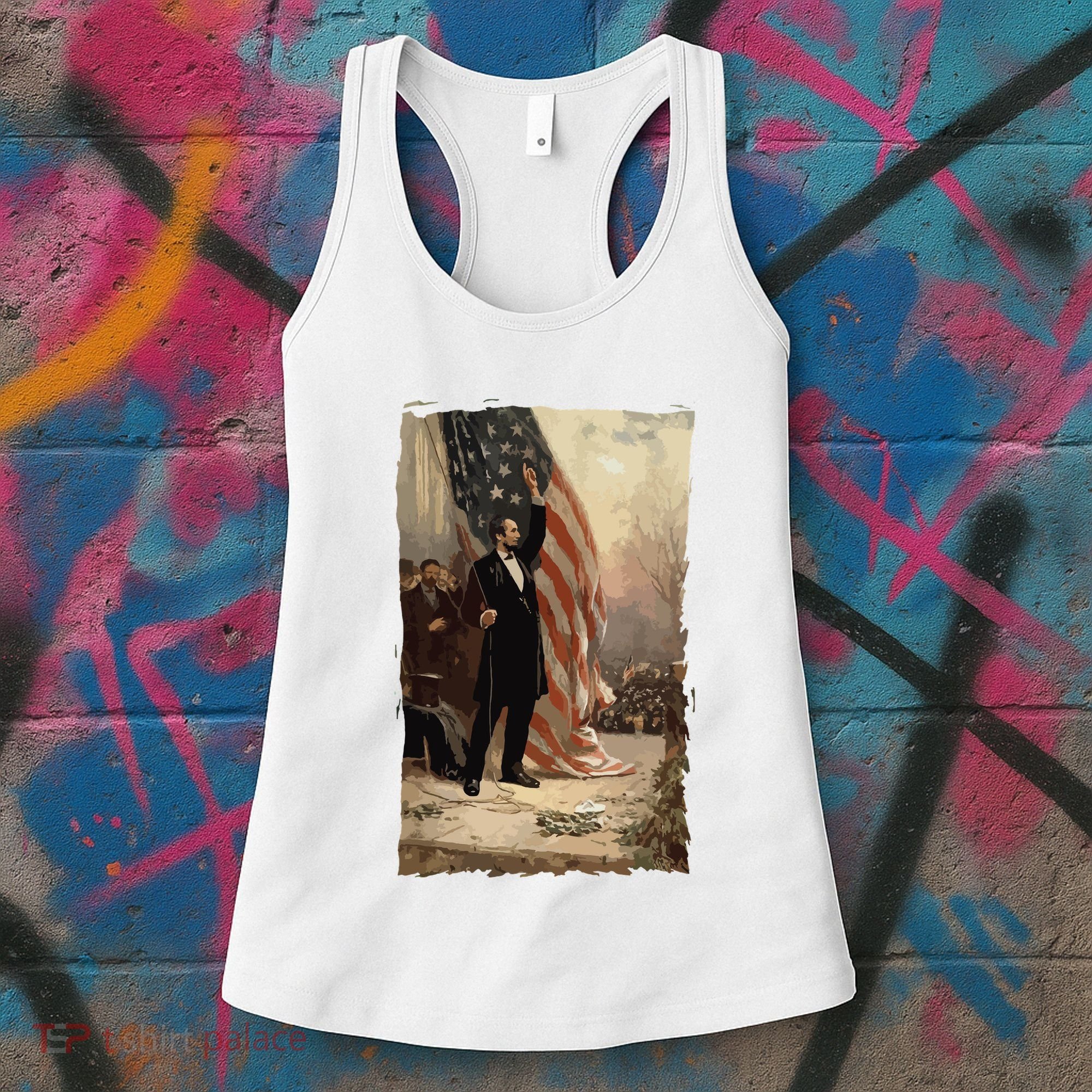 4th Of July Independence Day American Flag Abraham Lincoln Women's Tank Top