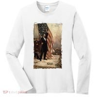 4th Of July Independence Day American Flag Abraham Lincoln Women's Long Sleeve Shirt thumb 0