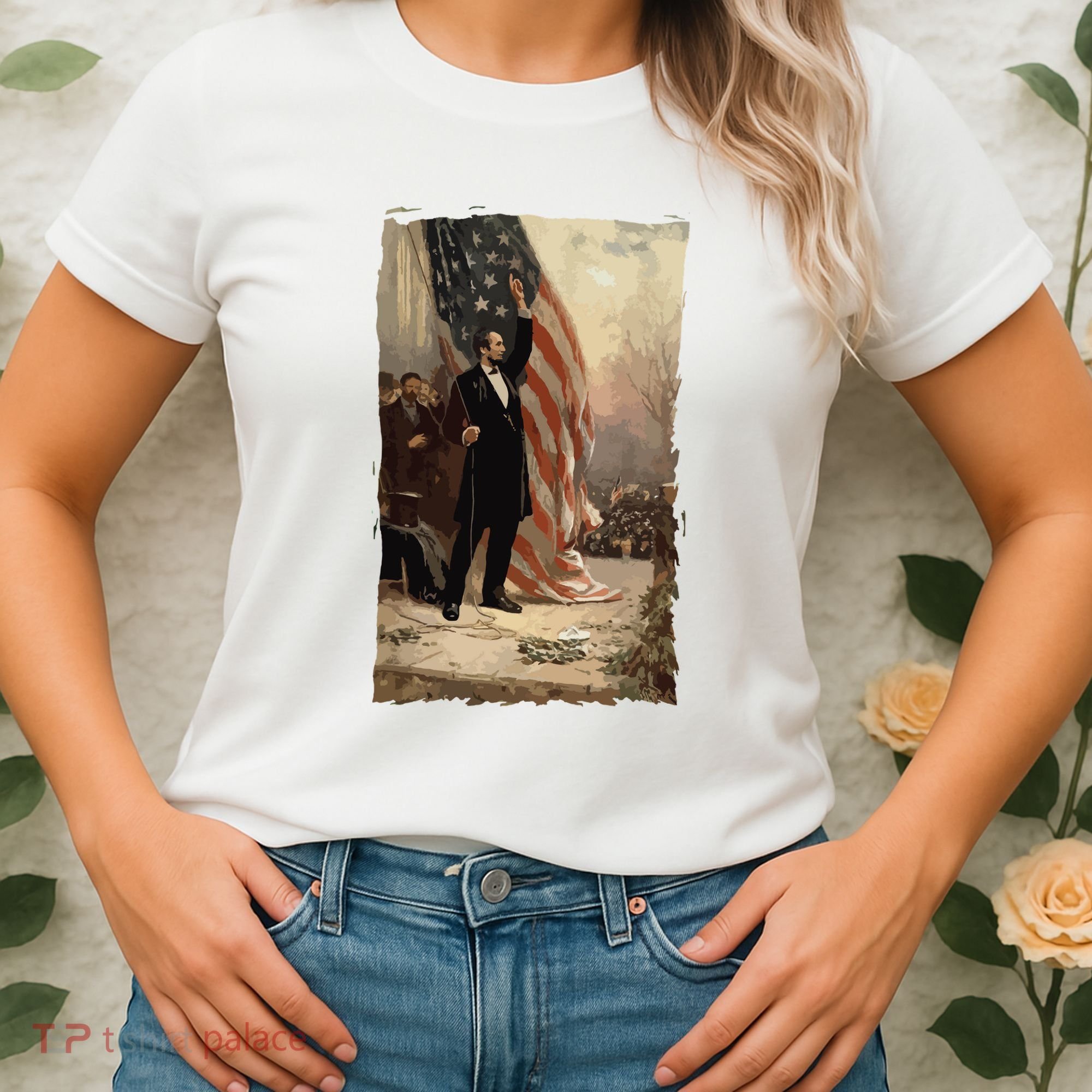 4th Of July Independence Day American Flag Abraham Lincoln Women's T-Shirt