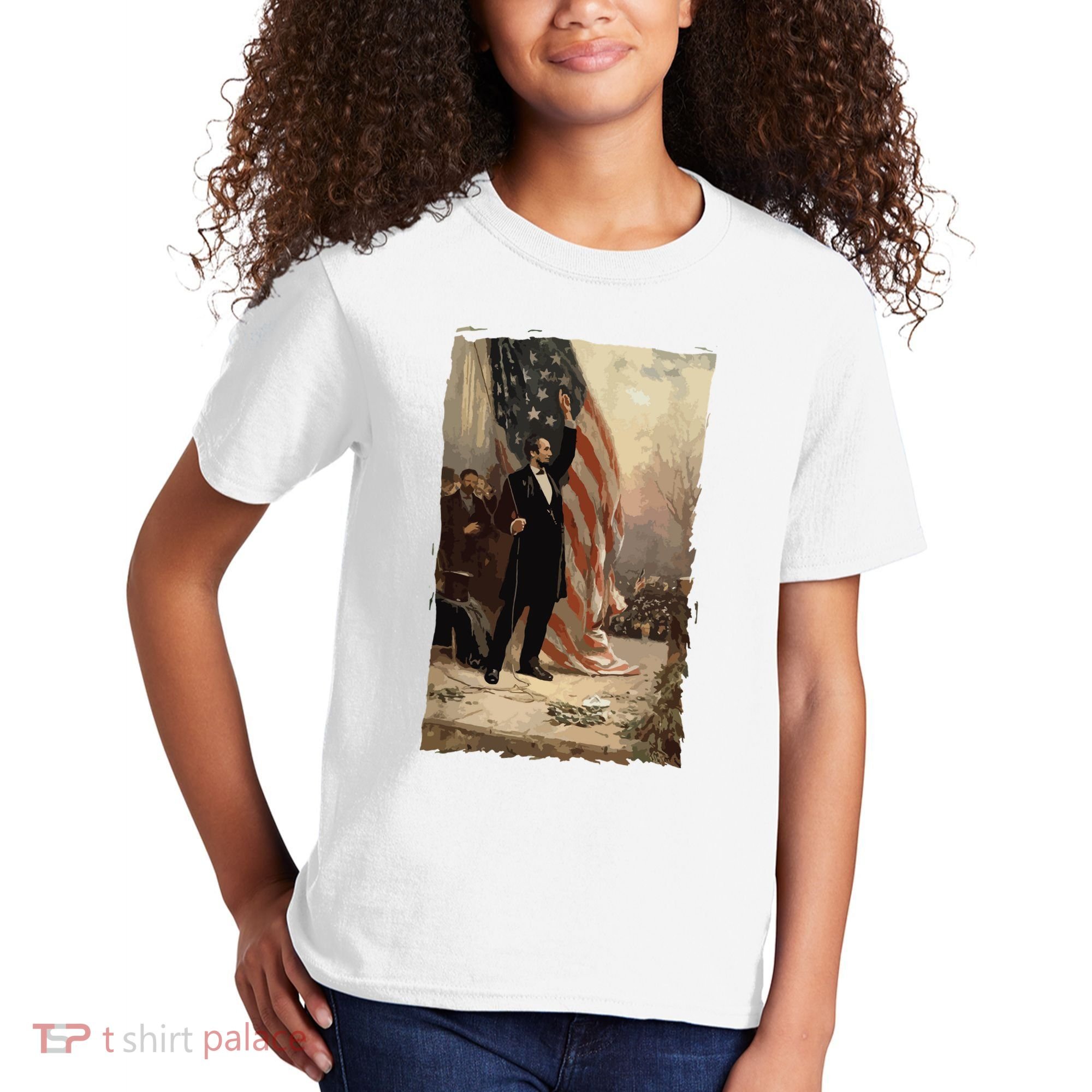 4th Of July Independence Day American Flag Abraham Lincoln Kids T-Shirt