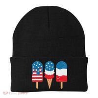 4th Of July Popsicle Red White Blue American Flag Patriotic Beanie thumb 0