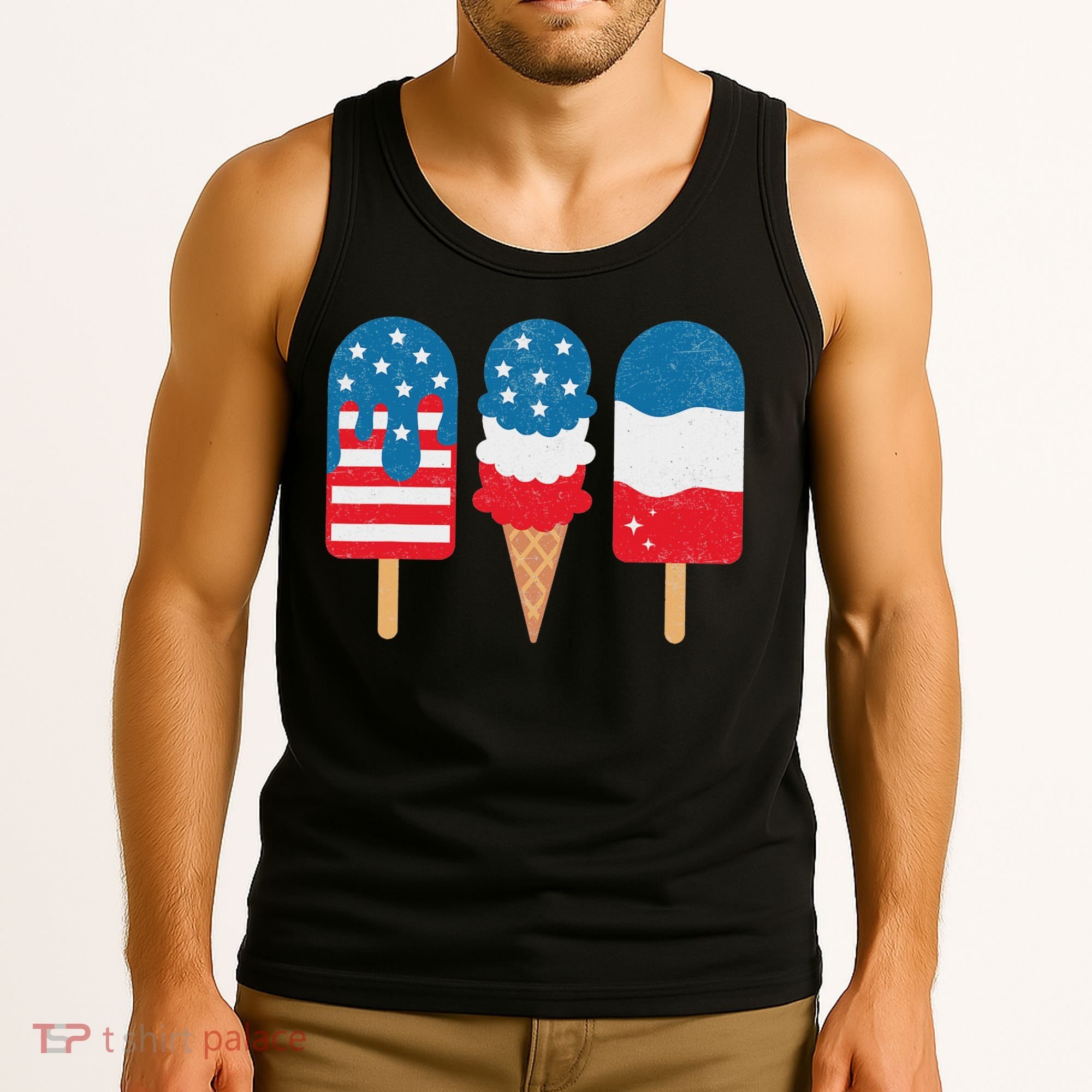 4th Of July Popsicle Red White Blue American Flag Patriotic Tank Top