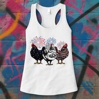 4th Of July Chicken Fourth Of July Patriotic Mom Women's Tank Top thumb 3