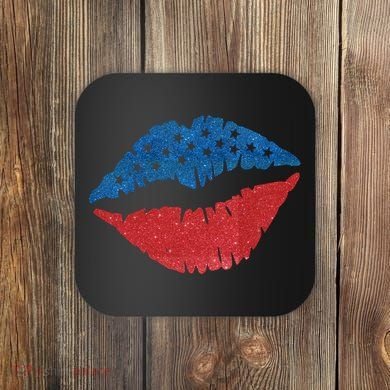 4th Of July Lips Holiday Coaster