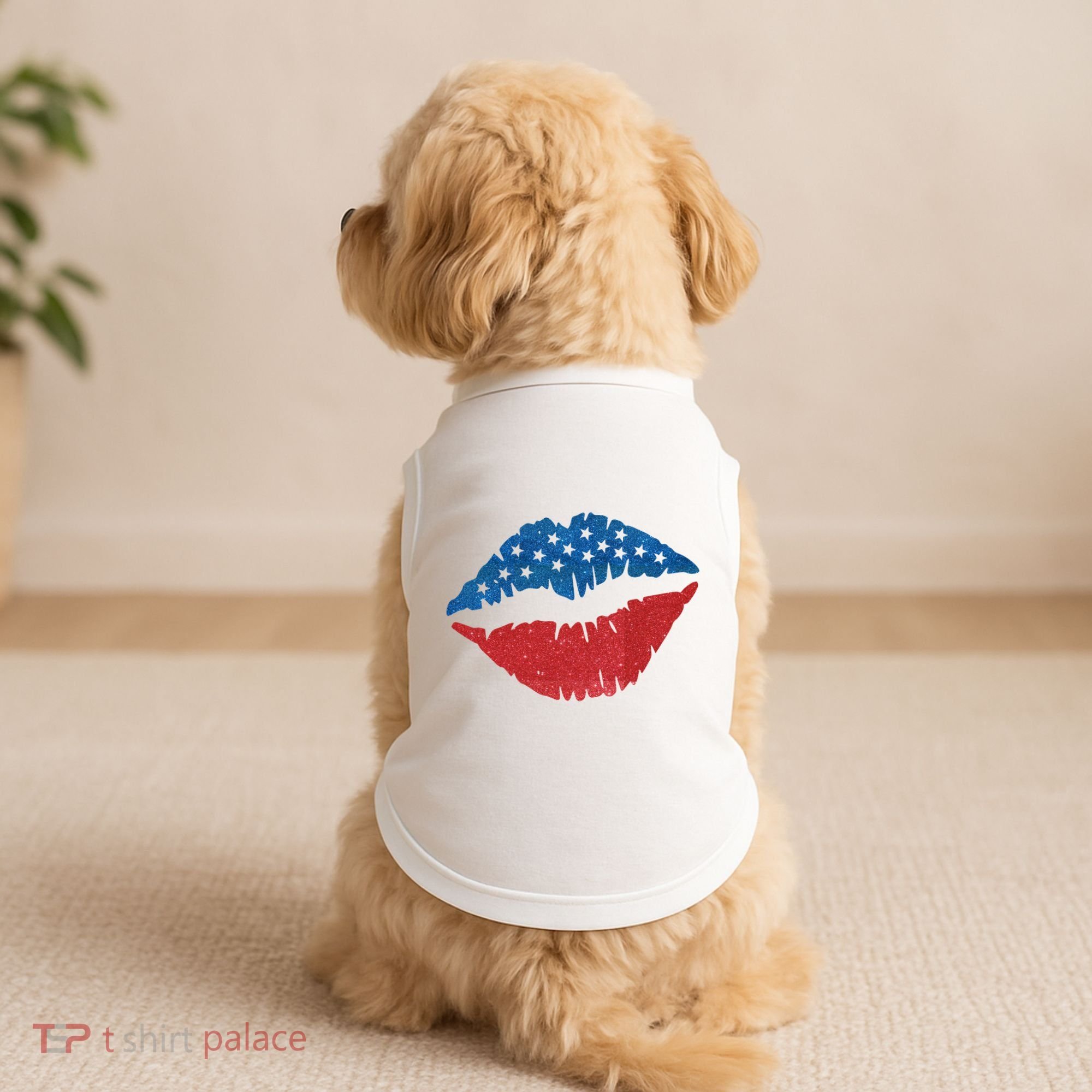 4th Of July Lips Holiday Doggie Tank