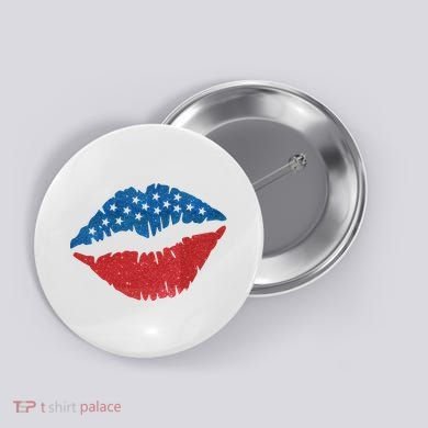 4th Of July Lips Holiday Button