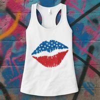 4th Of July Lips Holiday Women's Tank Top thumb 3