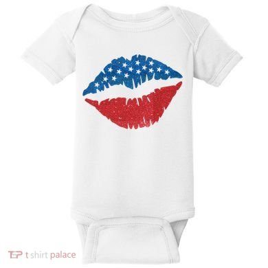 4th Of July Lips Holiday Baby Bodysuit