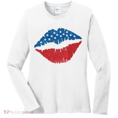 4th Of July Lips Holiday Women's Long Sleeve Shirt