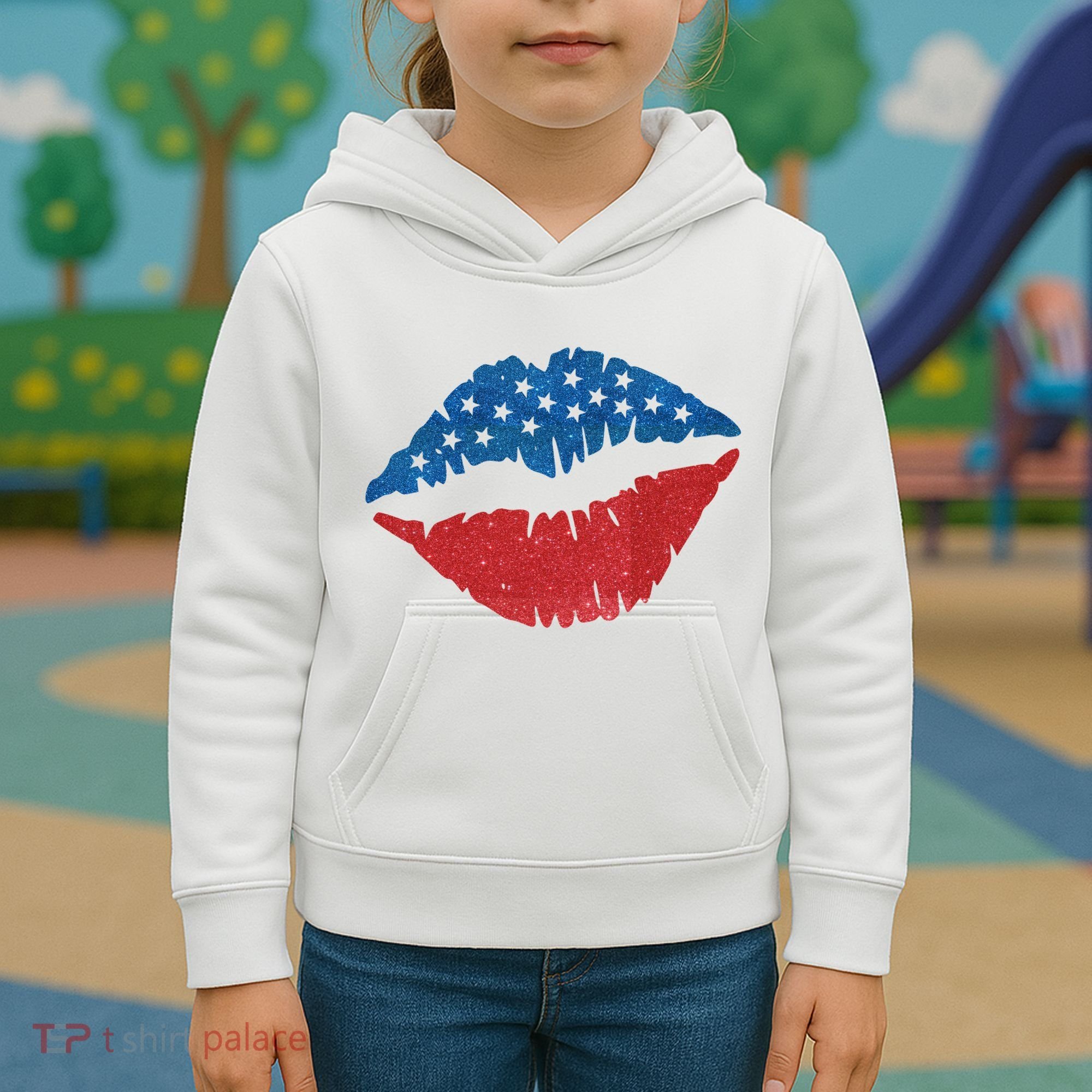 4th Of July Lips Holiday Kids Hoodie