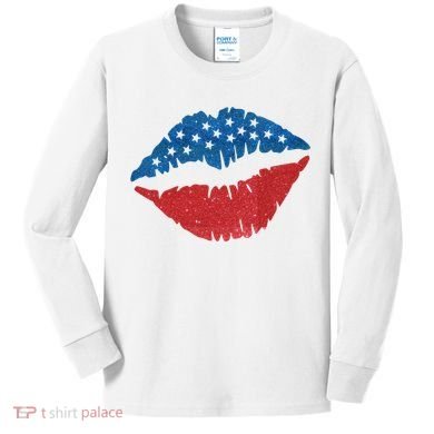 4th Of July Lips Holiday Kids Long Sleeve Shirt