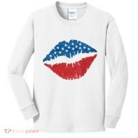 4th Of July Lips Holiday Kids Long Sleeve Shirt thumb 0