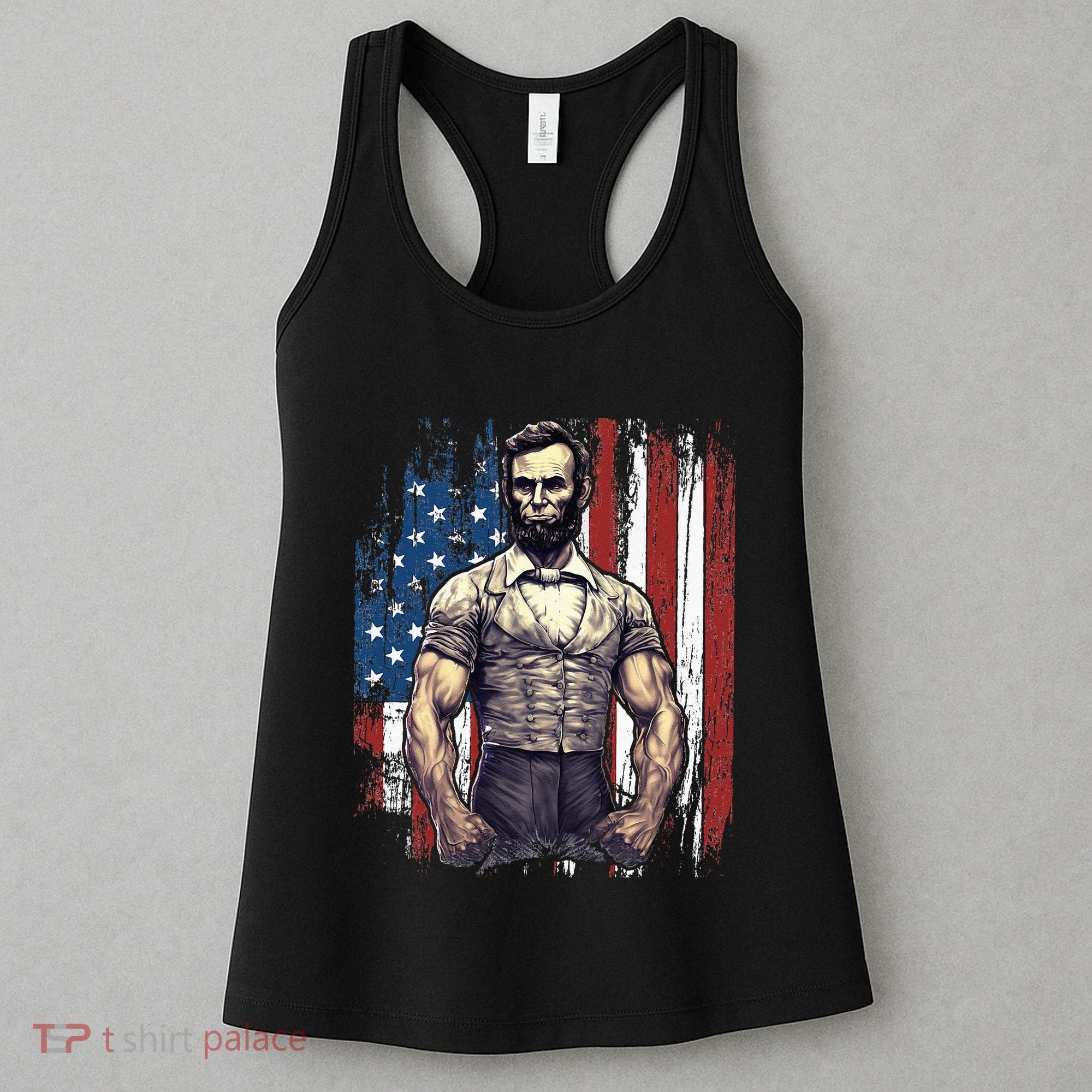 4th of July Patriotic Funny Abraham Lincoln Graphic July 4th Women's Tank Top