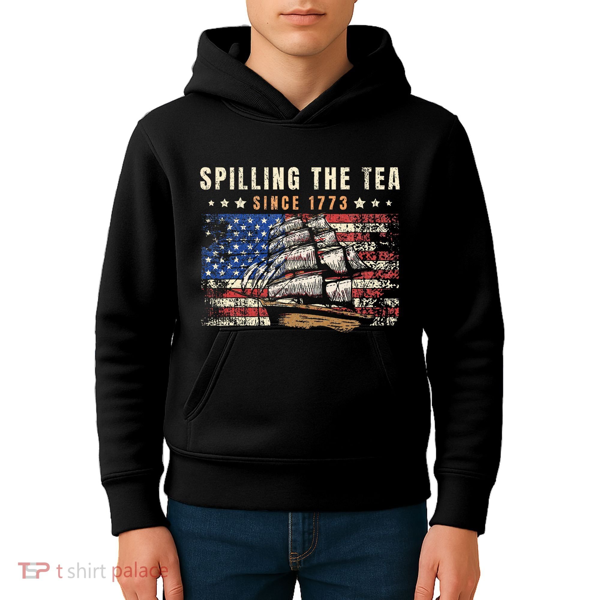 4th Of July Spilling The Tea Since 1773 Kids Hoodie