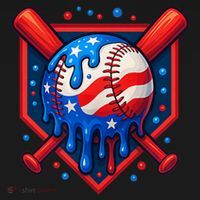 4th Of July Baseball  - USA Flag Ice Cream Drip  - Patriotic Summer Gift Coaster thumb 2