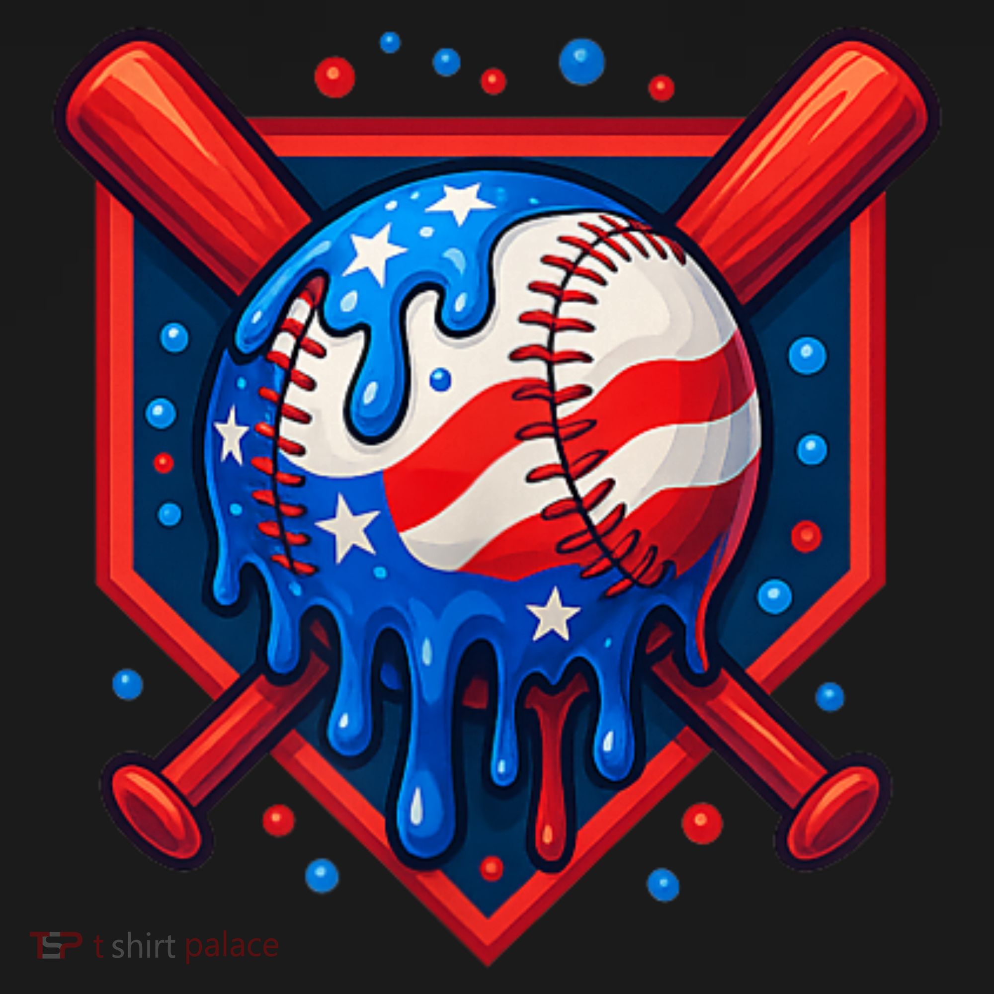 4th Of July Baseball  - USA Flag Ice Cream Drip  - Patriotic Summer Gift Coaster
