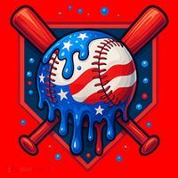 4th Of July Baseball  - USA Flag Ice Cream Drip  - Patriotic Summer Gift Santa Hat thumb 1