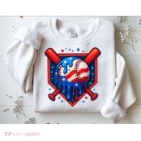 4th Of July Baseball  - USA Flag Ice Cream Drip  - Patriotic Summer Gift Sweatshirt thumb 2