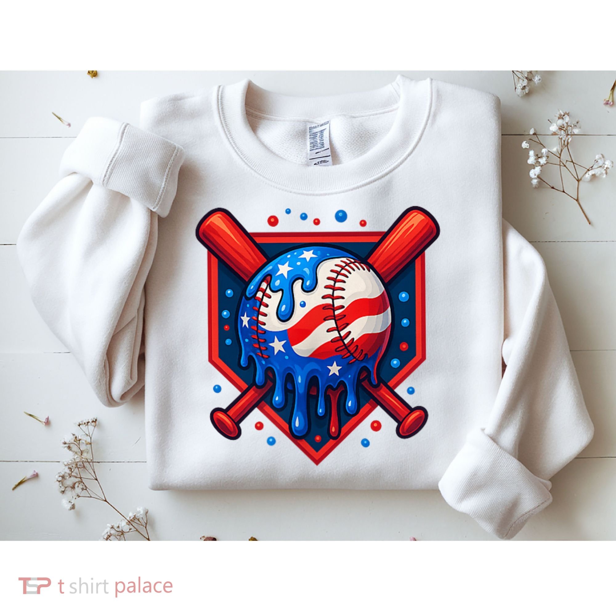 4th Of July Baseball  - USA Flag Ice Cream Drip  - Patriotic Summer Gift Sweatshirt