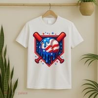 4th Of July Baseball  - USA Flag Ice Cream Drip  - Patriotic Summer Gift T-Shirt thumb 2