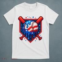 4th Of July Baseball  - USA Flag Ice Cream Drip  - Patriotic Summer Gift T-Shirt thumb 5
