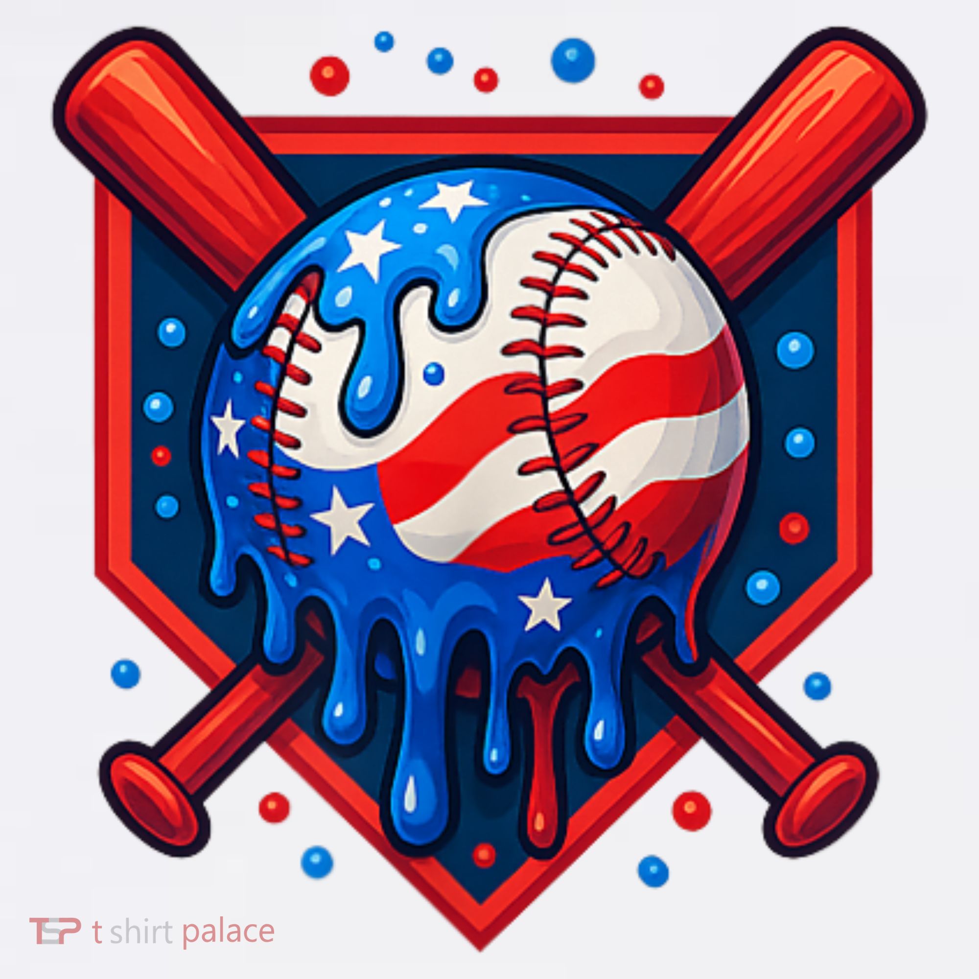 4th Of July Baseball  - USA Flag Ice Cream Drip  - Patriotic Summer Gift T-Shirt