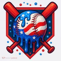 4th Of July Baseball  - USA Flag Ice Cream Drip  - Patriotic Summer Gift Women's Hoodie thumb 2